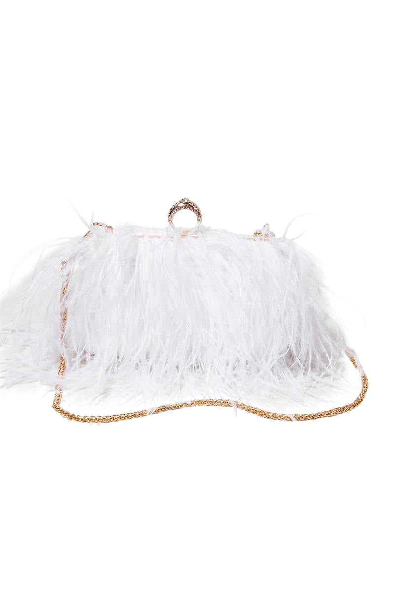White feather cheap clutch bag